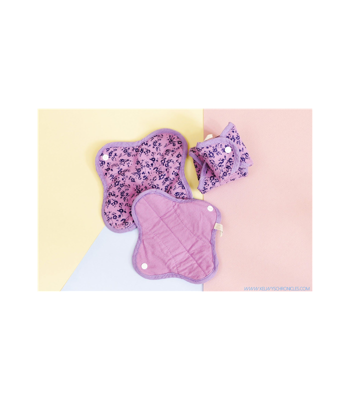 Anae - Washable sanitary pads - Day - 2 pcs. - Purple flower