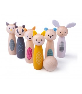 BigJigs houten kegelspel dierfiguren