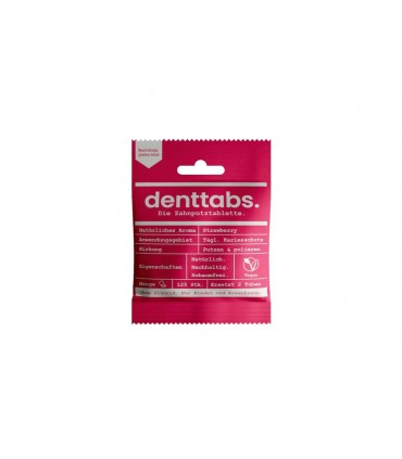 Denttabs tandpasta tabletten aardbei - zonder fluor