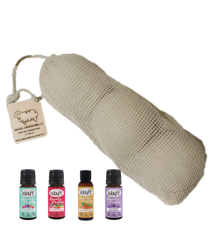 Waft Wasparfum 10 ml - 4 geuren set + wollen wasdroogballen