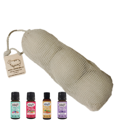 Waft Wasparfum 10 ml - 4 geuren set + wollen wasdroogballen