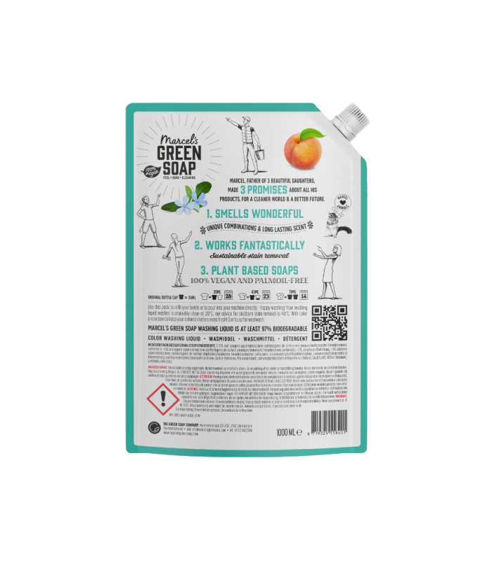 Marcel's Green Soap Wasmiddel Kleur - Peach Jasmine - Navulling - 1 liter