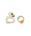 Teething ring + rattle rubber/wood
